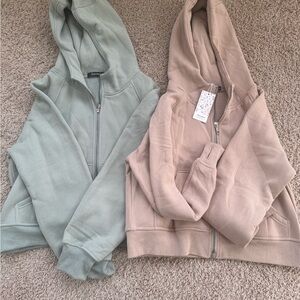 Automet Scuba Zip Hoodie Pair - Sage Green & Dusty Rose